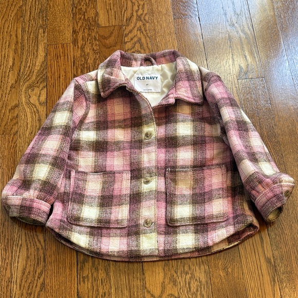 Old Navy Pink and Brown Plaid Jacket Toddler 3T - Picture 1 of 5